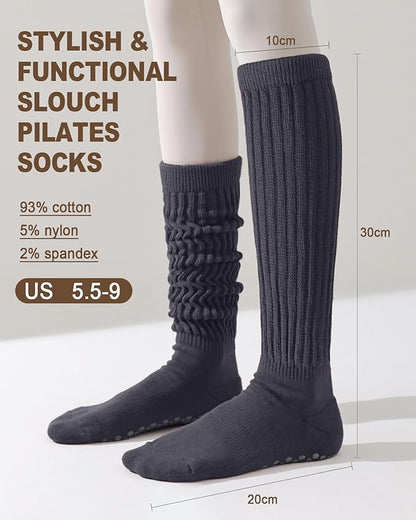 3/6 Pairs Grip Pilates Socks for Women, Non-slip Yoga Athletic Socks for Barre Ballet Barefoot Workout Hospital
