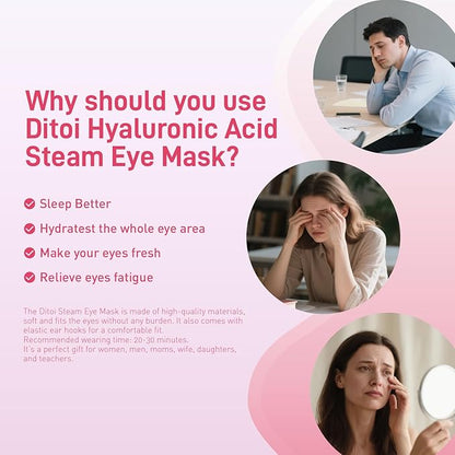 Steam Eye Mask, Heated Eye Mask for Sleep,Warm Compress with Hyaluronic Acid,Moist Heat for Dry Eye Relief,Spa,Stye Eye Treatment,Travel Essentials & Relaxation Gifts,Rose 20 Packs