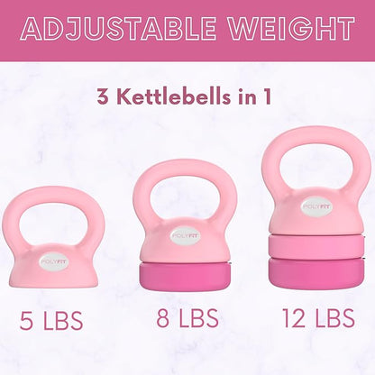 Polyfit Adjustable Kettlebell | 5 lb - 12 lb | Kettlebells Weights Set for Home Gym | Kettle Bell Sets for Women at Home