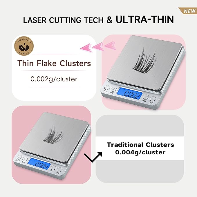 Self Adhesive Eyelashes Kit, Natural Look 10-14mm Lash Clusters Kit Reusable Lash Clusters Pre-Glued DIY Eyelash Extensions, No Glue Needed, No Residue, Easy to Apply (Hybrid)