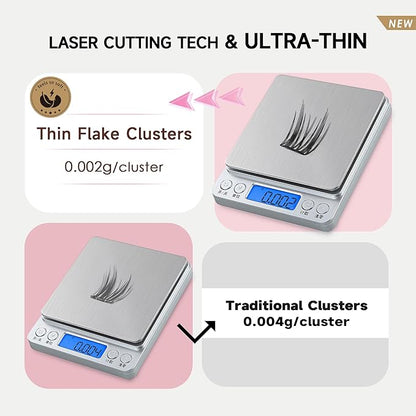 Self Adhesive Eyelashes Kit, Natural Look 10-14mm Lash Clusters Kit Reusable Lash Clusters Pre-Glued DIY Eyelash Extensions, No Glue Needed, No Residue, Easy to Apply (Hybrid)