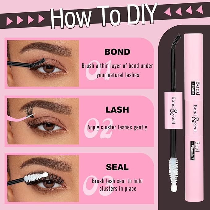 Yawamica Eyelash Extension Kit Fluffier Thick Volume Lash Extension Kit 14-20mm D Curly Mink Lash Clusters 240pcs Individual Lashes Kit with Bond and Seal and Lash Applicator DIY at Home for Beginner