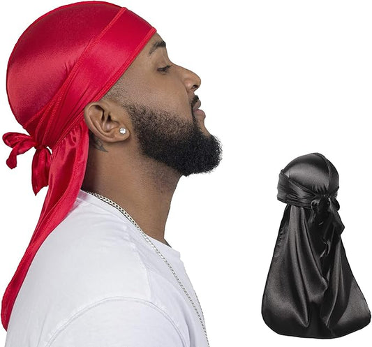 ForceWave 2 Pieces Silky Durag Pack for Men Women Waves, Premium Satin Deluxe Du-rag