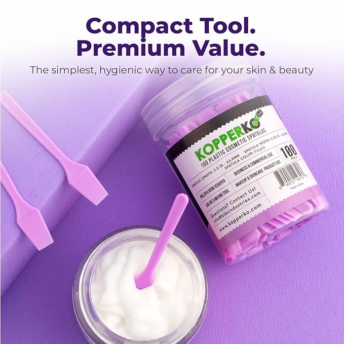 Mini Beauty Spatula (2.5", 500 Pack) - Small Beauty Spatulas for Creams, Cosmetics & Crafts | Moisturizer Applicator for Mixing, Cosmetic, Face Mask | Disposable Makeup Spoon | Purple