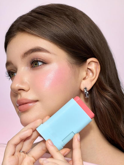SHEGLAM Glass Glow Blush Stick Cream for Cheek and Lip, Waterproof Hydrating Tinted Solid Moisturizer Blendable Natural Grow Nude Face Blush Makeup-Pink Lemonade