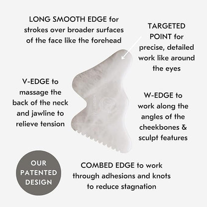 Mount Lai Vitality Qi White Jade Gua Sha Facial Tool – The Imperial Stone of Purity – Patented 5-Sided Professional Sculpting Tool for Lymphatic Drainage, Precision Contouring & Imperial Radiance