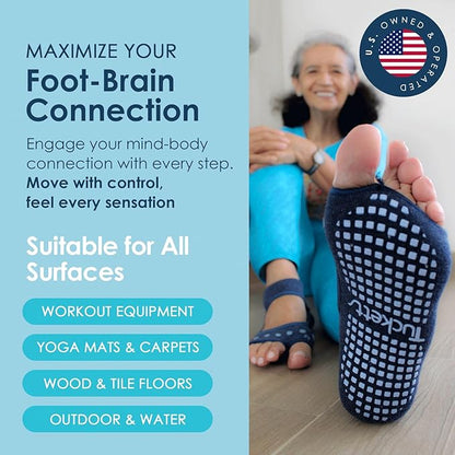 Tucketts Toeless Pilates Socks with Grips for Women, Non-Slip Yoga & Barre Socks for Stability & Barefoot Workouts, Size 6-13