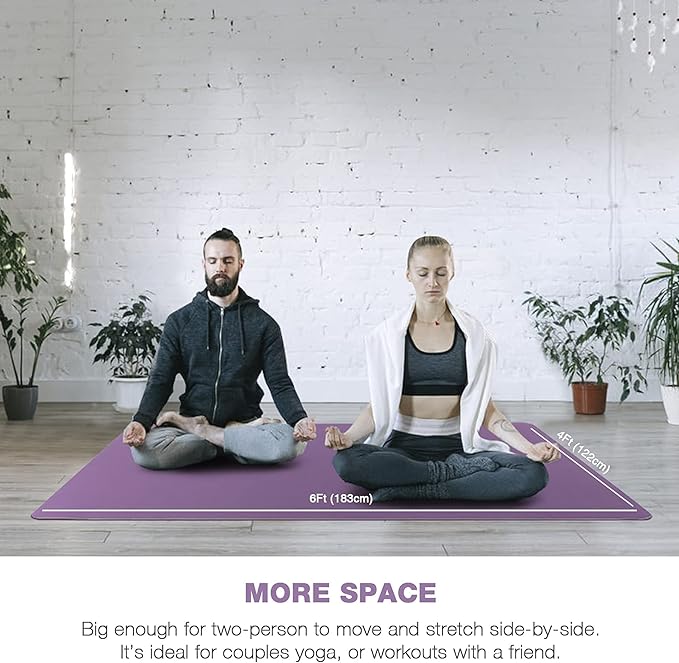 UMINEUX Large Yoga Mat for Men and Women 1/4 & 2/5 Inch Extra Thick TPE Fitness Mat for Home Gym Workout, Non-Slip, Eco Friendly Exercise Mat for Yoga, Pilates, Stretching, Meditation
