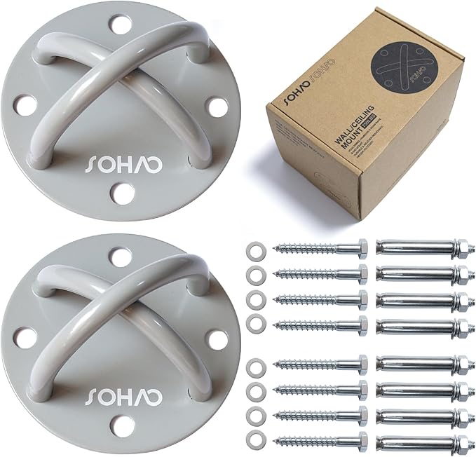 Wall Ceiling Mount Bracket for Suspension Straps, Aerial Yoga Swing & Hammock, Gymnastic Rings, Boxing Punching Bags, Body Strength Gym Equipment and Battle Ropes