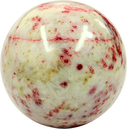 Amazing Gemstone Cinnabarite Crystal Ball with Stand - 2 Inches Crystal Sphere Meditation Balls for Witchcraft and Decorative Balls
