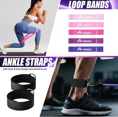 WHATAFIT Resistance Bands, Exercise Bands，Resistance Bands for Working Out, Work Out Bands with Handles for Men and Women Fitness, Strength Training Home Gym Equipment