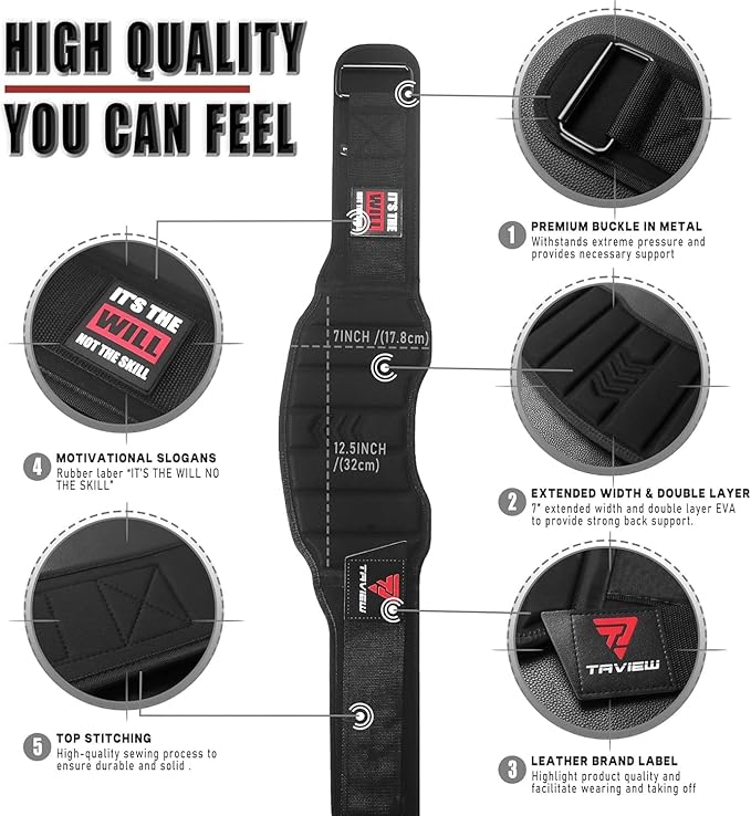 Weight Lifting Belt, Weightlifting Belt,Workout Gym Powerlifting Belt 7 inch,Fitness Back Support for Cross Training, Squats, Lunges
