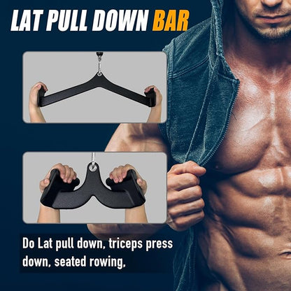 Ergonomic LAT Pull Down Bars, Back and Triceps Strength Training Equipment, LAT Pulldown Attachments, Cable Attachments for Home Gym