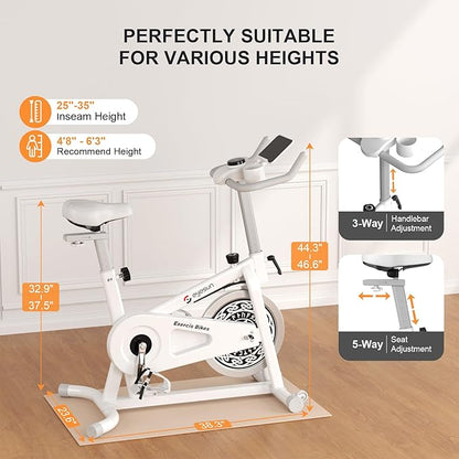 Exercise Bikes for Home,Indoor Cycling Bike with Adjustable Friction,Brake Pad Resistance Silent Belt Drive,330lbs Weight Capacity &Upgraded Version Seat for Home Cardio&Weight Loss