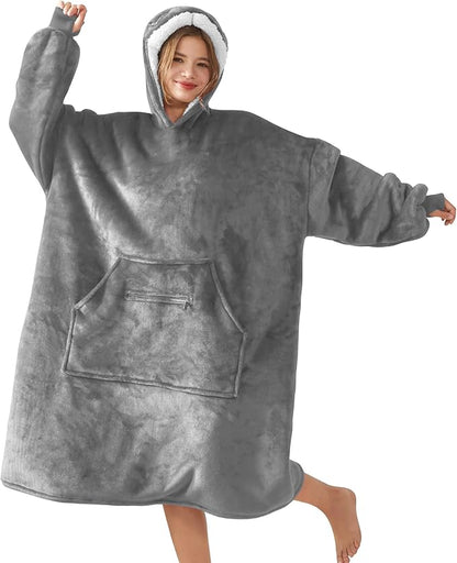 WDCOZY Wearable Blanket Hoodie Oversized Sherpa Fleece Hooded Sweatshirt with Adjustable Eye Mask Cozy For Adults Women Men