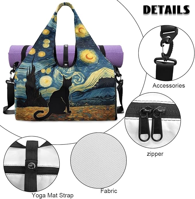 Yoga Mat Bag for Women Men Large Carryall Tote with Adjustable Shoulder Strap for Gym Yoga Travel Pilates Office