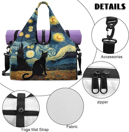 Yoga Mat Bag for Women Men Large Carryall Tote with Adjustable Shoulder Strap for Gym Yoga Travel Pilates Office