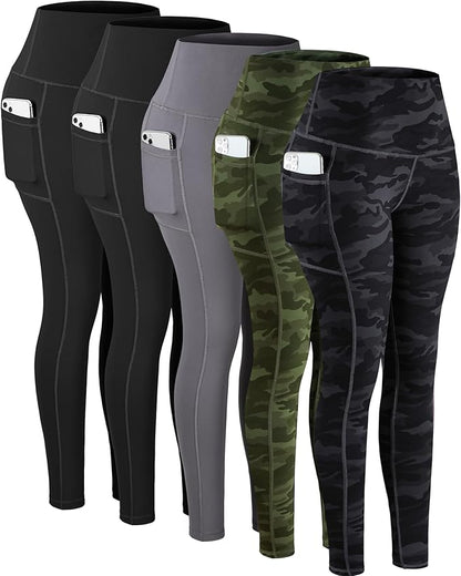 CHRLEISURE Leggings with Pockets for Women, High Waisted Tummy Control Workout Yoga Pants