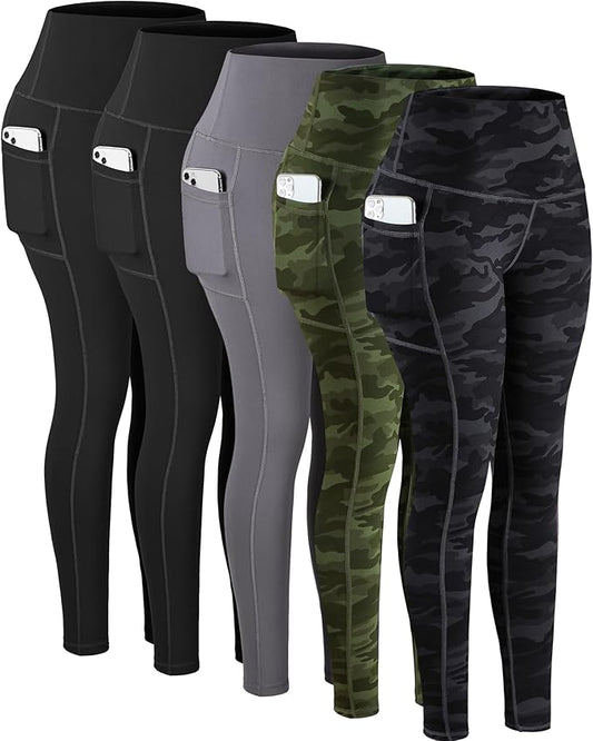 CHRLEISURE Leggings with Pockets for Women, High Waisted Tummy Control Workout Yoga Pants