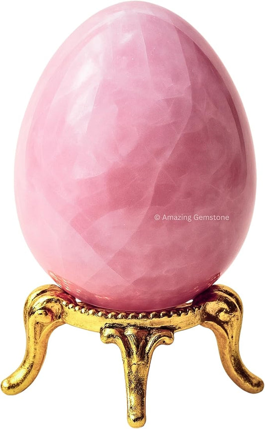 Amazing Gemstone Rose Quartz Crystal Yoni Egg, 2 Inches - Premium Crystals and Healing Stones Yoni Egg for Pelvic Floor Health, Natural Healing Crystal Eggs for Meditation and Stress Relief