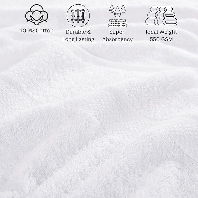 LANE LINEN 100% Luxury Cotton Bathroom Towel Set - 24 Pcs - Fluffy, Super Soft & Absorbent - 2 Bath Sheets, 4 Bath Towels, 6 Hand Towels, 8 Washcloths, 4 Fingertip- Hotel Quality Towel Set - White
