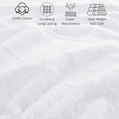 LANE LINEN 100% Luxury Cotton Bathroom Towel Set - 24 Pcs - Fluffy, Super Soft & Absorbent - 2 Bath Sheets, 4 Bath Towels, 6 Hand Towels, 8 Washcloths, 4 Fingertip- Hotel Quality Towel Set - White