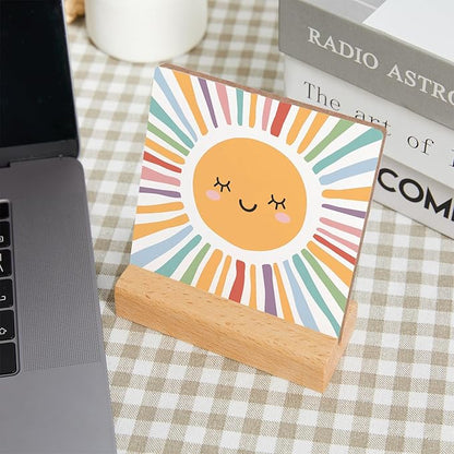Mental Health Gifts, Colorful Positive Wood Sign Decor, Mental Health Sign With Wooden Stand, Mental Health Awareness Gifts for Psychologist School Counselor Student Boys Girls Best Friends