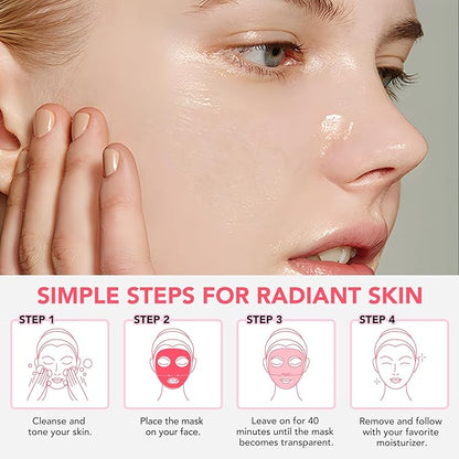 Collagen Face Mask, Hydrating Overnight Hydrogel Mask, Face Masks Skincare Anti Wrinkle Moisturizing, Facial Masks for Women Skin Care Sheet Masks for Face (4ea-Pink)