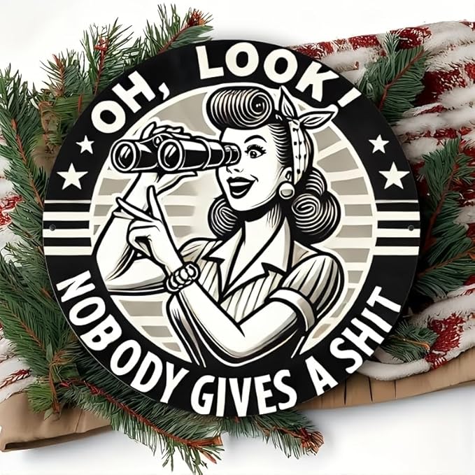 1pc Humorous Quote Round Iron Sign, 8x8 Inch "Nobody Gives a Shit" Wall Art, Decorative Metal Plaque for Home, Garage, Street, Backyard, Club, Bar, Cafe - Gift Idea