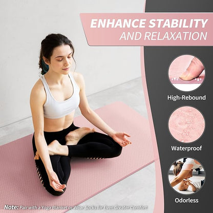 CAMBIVO Yoga Mat for Women Men Kids, 1/3 & 1/4 & 2/5 Inch Extra Thick Yoga Mat Non Slip, 72" x 24" TPE Yoga Mats, Workout Mat with Carrying Strap for Yoga, Pilates and Floor Exercises