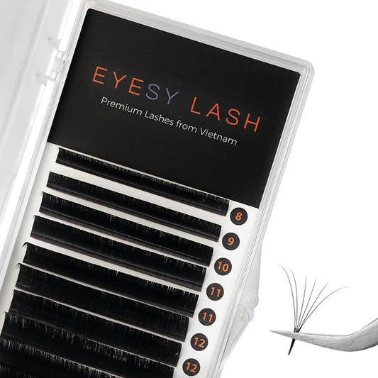 Cashmere Volume Eyelash Extensions Premium Individual Lashes - 0.05mm Thickness CC Curl 8-16mm Mixed Tray - Super Soft Matte Black Single Eyelash Easy to Fan for Professional Salon Use