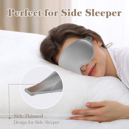 3D Cooling Eye Mask Sleep Mask for Men & Women, 100% Pressure-Free & Light Block-Out Eye Mask for Sleep with Easy Adjustable Strap, Night Eye Cover for Travel, Grey