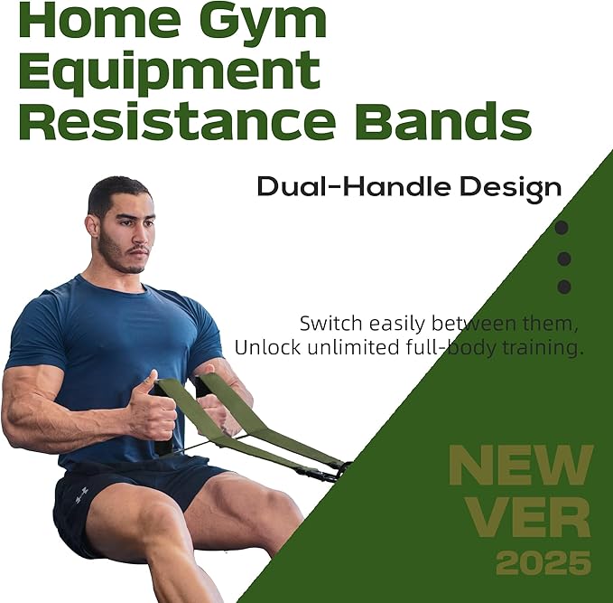 Home Gym Equipment Resistance Bands, Dual-Handle Design, Door Anchor, Door Workout Equipment for Triceps, LAT, Arms, Back, Abs, Shoulder