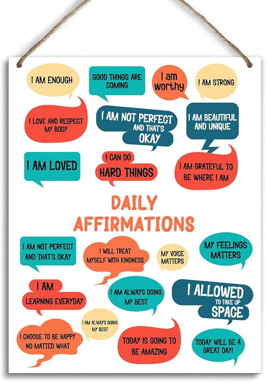 Mental Health Therapy Office Wooden Hanging Wall Decor Positive Energy Wood Sign Positive Affirmations Wood Wall Decor Office School Classroom Nursery Homes chool Decor Therapist Gifts 8''X10'' (DH81)