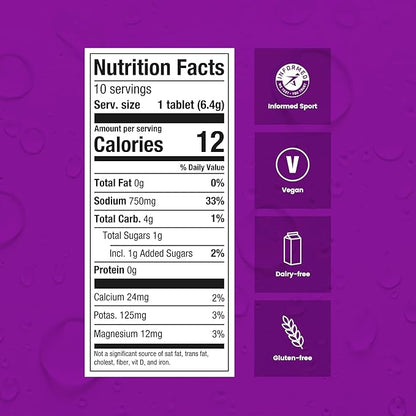 Precision Hydration Electrolyte Drink - Multi Strength Effervescent Hydration Tablets - Combats Cramp - Low Calorie, Gluten Free, Vegan/Vegetarian Friendly (12 Tubes, 1500mg/L - Purple Tube)