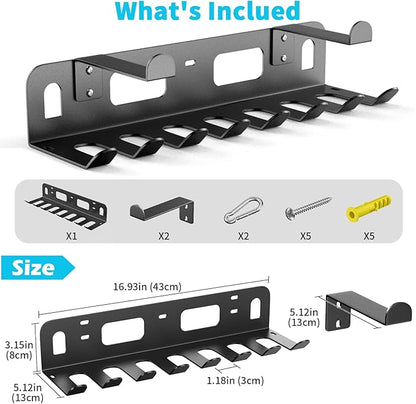 KHAMAL Multi-Purpose Gym Equipment Storage Rack For Resistance Bands - Gym Wall Storage For Exercise Bands, Yoga mat, Jump Ropes, Weight Belts, Straps, Hula Hoop