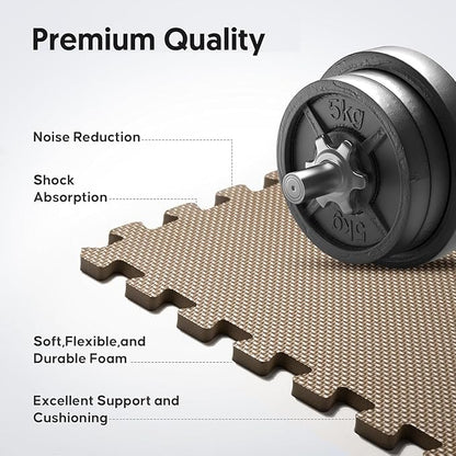 Home Gym Mat, Puzzle Exercise Mat, EVA Interlocking Foam Floor Tiles for Home Workout Equipment and Kids' Play Areas -, 24 in x 24 in x ½ in, Brown 36 Tiles