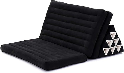 Leewadee 3-Fold Mat XXL with Triangle Cushion – Firm TV Pillow, Foldable Mattress with Cushion Made of Eco-Friendly Kapok, 67 x 31 inches, Black