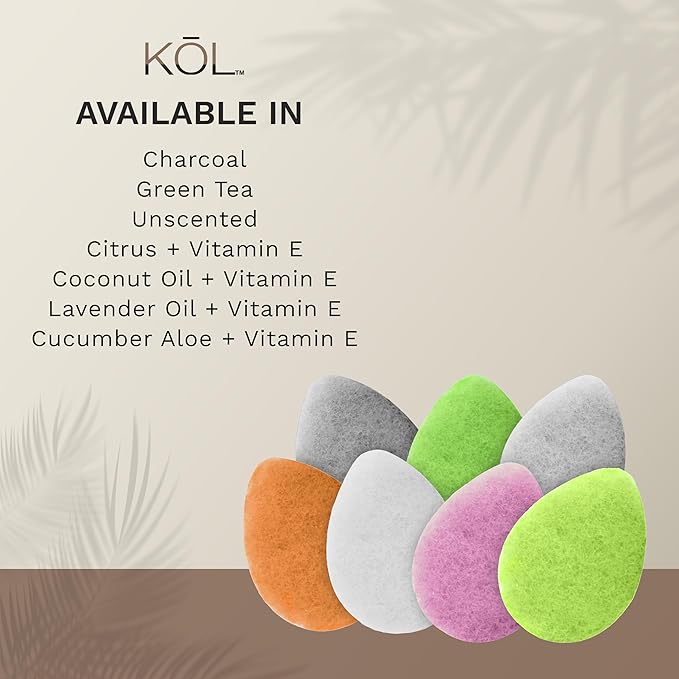 KOL Face Scrubber, Charcoal Infused Exfoliating Facial Cleansing Pads, Disposable Exfoliator Face Sponge for Daily Cleaning and Makeup Removal, 12 Count