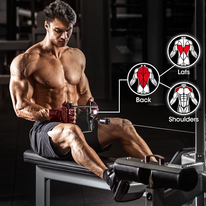 Yes4All Cable Machine Attachment, Tricep Straight Bar, V Bar, LAT Pulldown Attachments/Accessories Load 880lbs for Home Gym