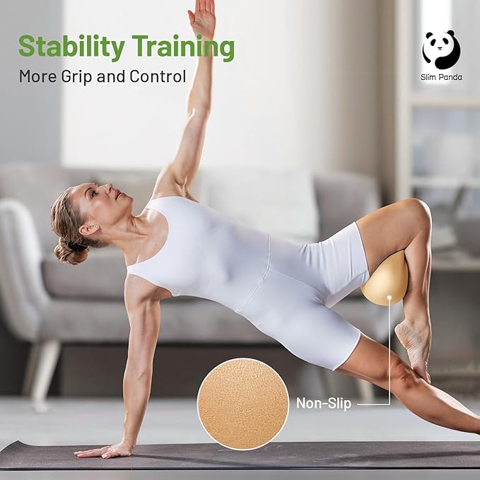 Slim Panda Pilates Ball, 9 Inch Small Exercise Ball, Anti Burst Mini Yoga Ball for Stability, Workout, Barre, Core Strength, Physical Therapy, Balance, Stretching