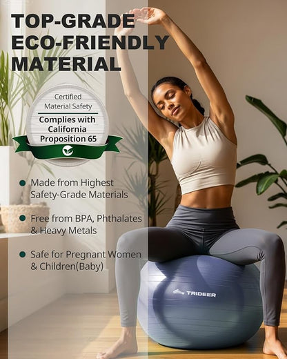 Trideer Exercise Ball Yoga Ball – Office Seating & Balance Ball Chair, Stability Ball for Pilates, Physical Therapy,Core Training & Balance Improvement & Stretching