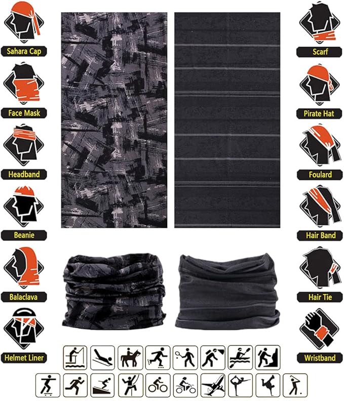 Headband Neck Gaiter Head Wrap Headwear Face Mask Magic Scarf Bandana for Men and Women