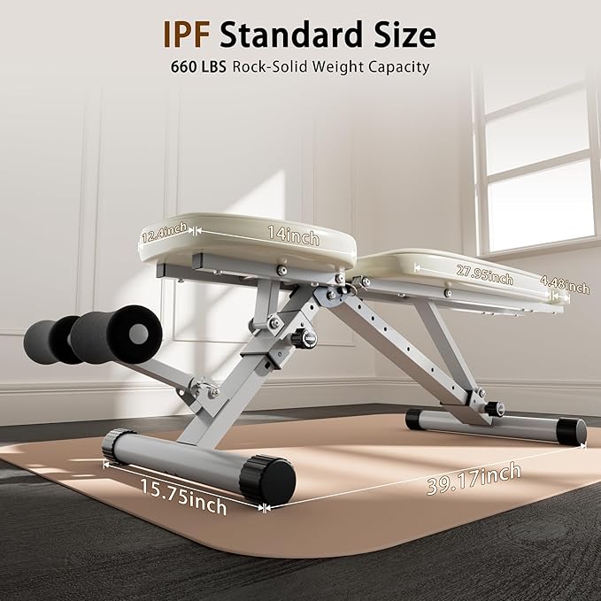Adjustable Weight Bench for Home Gym, Workout Bench for Bench Press, Full Body Workout Incline Decline Flat Utility Exercise Bench, Full-Pin Mechanism lnnovative Fast Folding Strength Training Benches