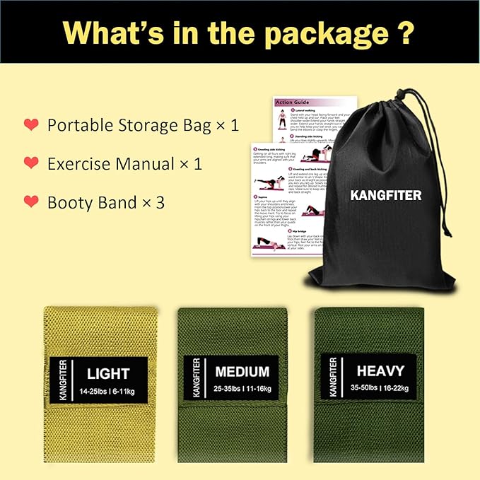 Non-Slip Fabric Resistance Bands for Working Out, Loop Exercise Bands for Booty Leg, Butt, Glute, Stretch Workout Bands for Women & Men, Hip Elastic Bands for Home Gym Fitness, Yoga, Pilates