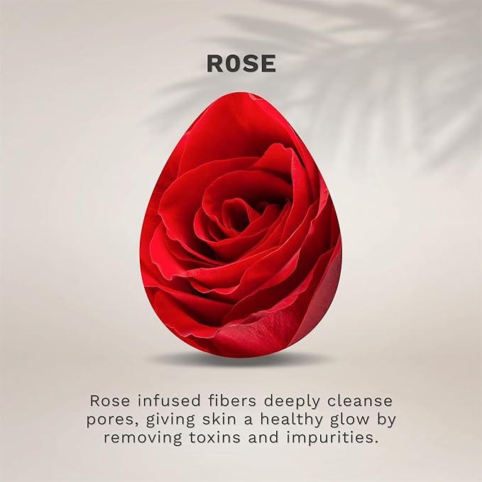KOL Face Scrubber, Rose Infused Exfoliating Facial Cleansing Pads, Disposable Exfoliator Face Sponge for Daily Cleaning and Makeup Removal, 6 Count