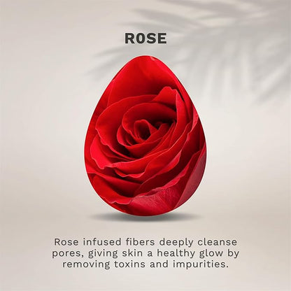 KOL Face Scrubber, Rose Infused Exfoliating Facial Cleansing Pads, Disposable Exfoliator Face Sponge for Daily Cleaning and Makeup Removal, 6 Count