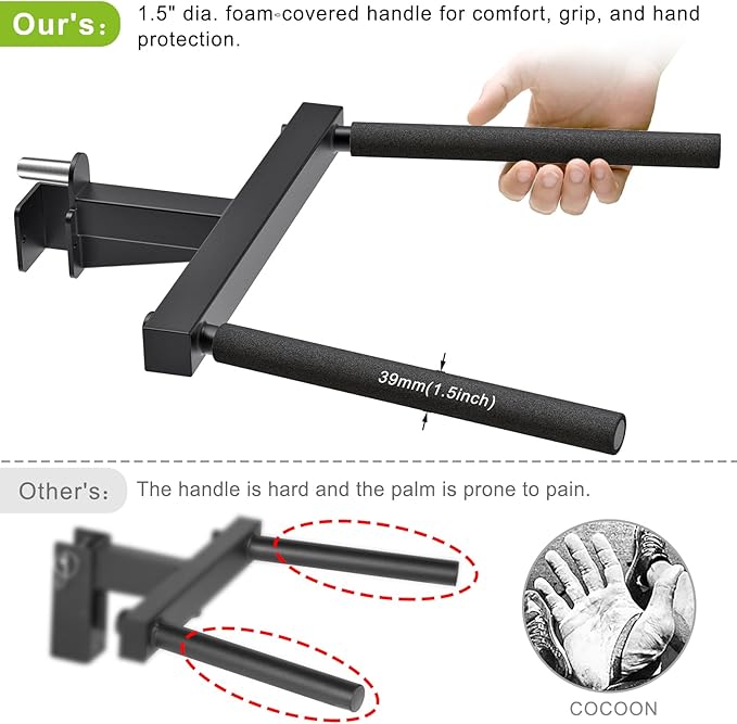 Kipika Y-Shaped Dip Bar for Power Cage with 5/8" or 1" Hole - Dip Bar Attachments for Home Gym - Heavy Duty Power Rack Attachments - Squat Rack Accessories for Strength Training