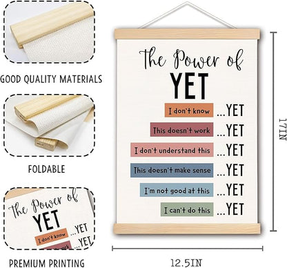 DNEULYR the Power of Yet Mental Health Wall Art Poster, Therapy Office Decor, Inspirational Psychology Wall Decor for Classroom School Counselor Office Therapist, 12x16 Inches