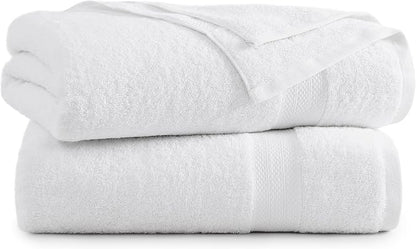 LANE LINEN 100% Cotton 2 Pack Bath Sheets (35"x66") - Ring Spun Cotton - Extra Large Bath Towels Set - Quick Drying, Soft & Absorbent Oversized Bathroom Towel Sets - Hotel Quality - White Towels